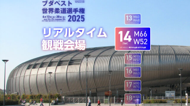 第2日【6/14】リアルタイム観戦会場(男子66kg級、女子52kg級)／ブダペスト世界柔道選手権2025