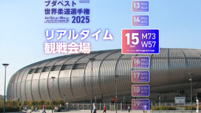 第3日【6/15】リアルタイム観戦会場(男子73kg級、女子57kg級)／ブダペスト世界柔道選手権
