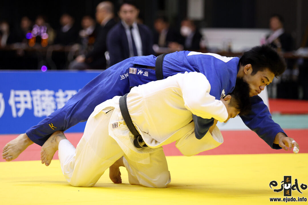 北條嘉人(パーク24)○優勢[技あり・一本背負投]△笠川智史(明治大3年)