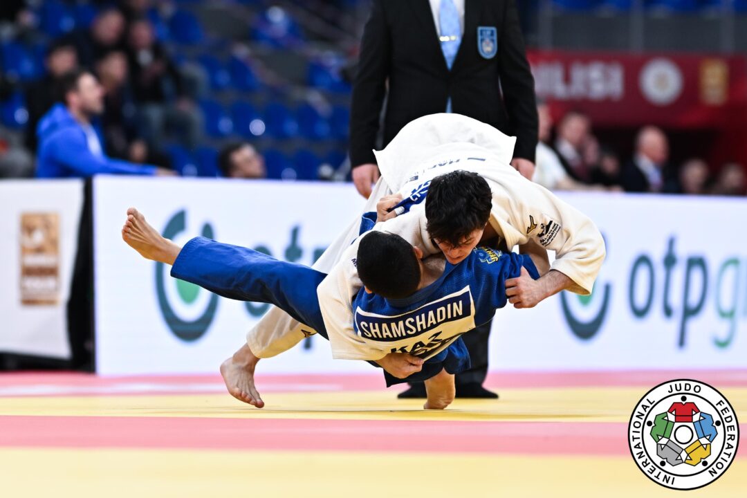 60kg級準々決勝、イサク・アシピツがマグジャン・シャムシャディンから右大内刈「一本」