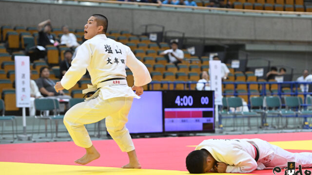 【レポート】塩山晴生が初の高校タイトル獲得、5試合中4試合に一本勝ち／第75回インターハイ柔道競技 男子73kg級